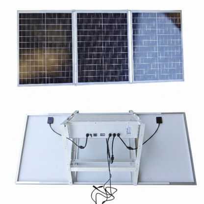 Solar power supply - front and solar panels view